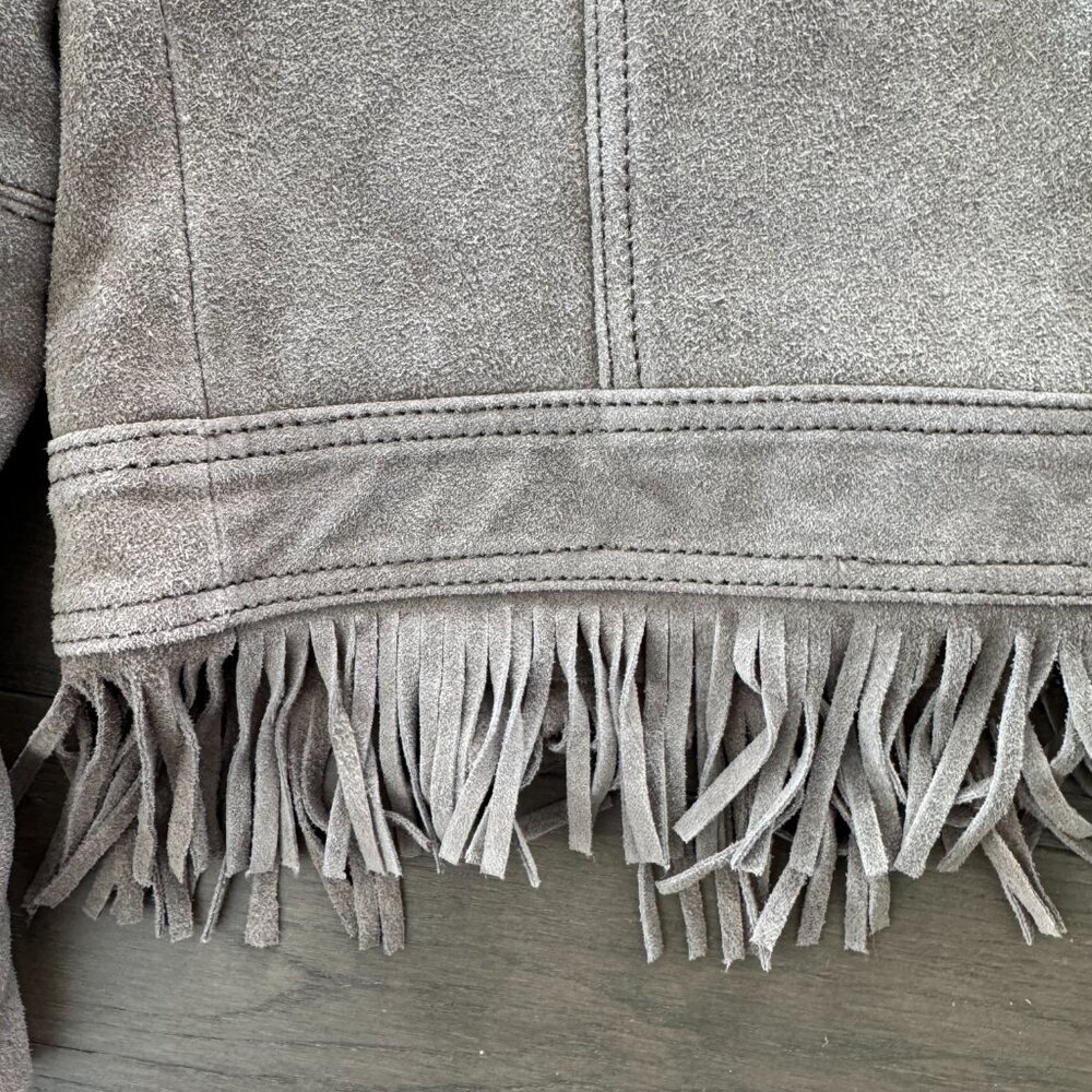 MNG Mango Suede Fringe Boho Western Jacket - Picture 7 of 12